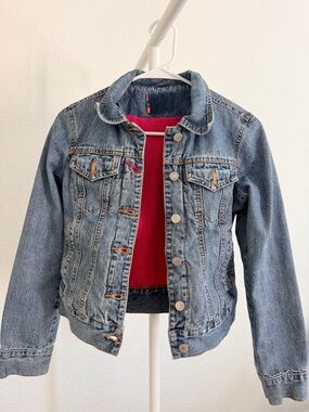 Vintage Kids Denim Jacket with Pink Liner